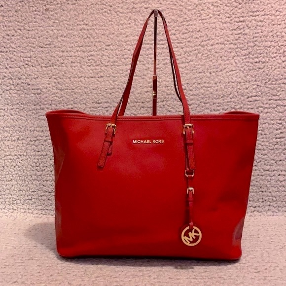 Michael Kors MK Jet Set Saffiano Tote Shoulder Bag Purse and Wallet Set - Picture 2 of 13